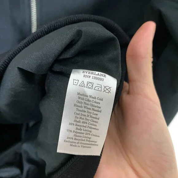 Everlane Bomber Jacket Black Womens XS Varsity Track - Picture 8 of 10
